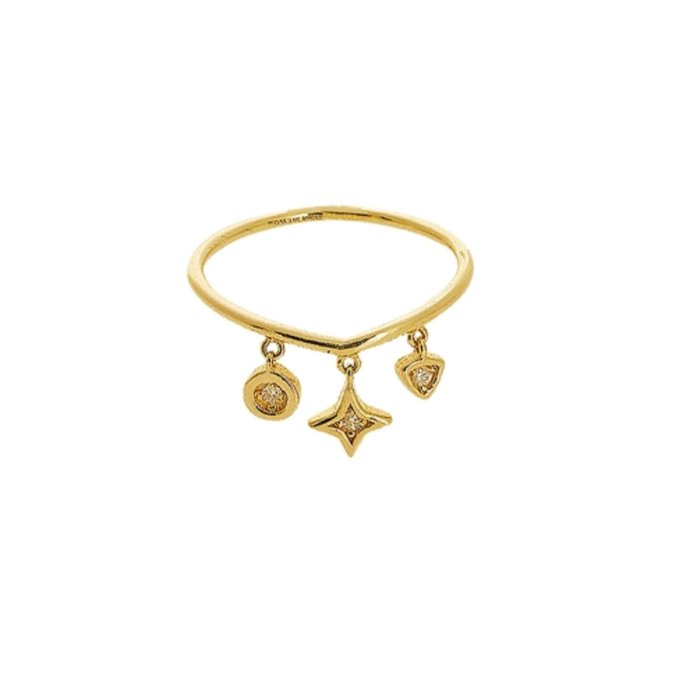 NWT 14K Yellow/White Gold Mix Dangle Element Ring